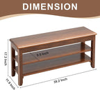 Shoe Storage Bench for Entryway - 3 Tier Shoe Rack for Front Door Entrance, Rubberwood Shoes Rack Height Adjustable, Entryway Bench with Shoes Storage for Any Room (Walnut, 39.4" W)