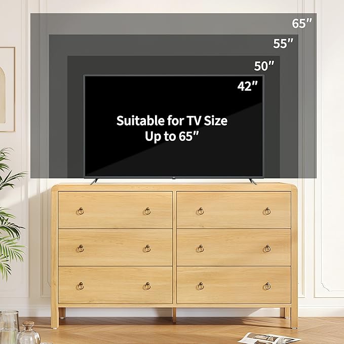 GarveeHome 6 Drawer Dresser for Bedroom, Chest of Drawers, Closet Dresser Storage Cabinet Organizer for Bedroom, Living Room, Hallway & Office