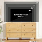 IDEALHOUSE 6 Drawer Dresser, Storage Organizer with Sturdy Metal Handle, TV Stand for 55 inch TV, Chest of Drawers for Living Room, Hallway, Closet