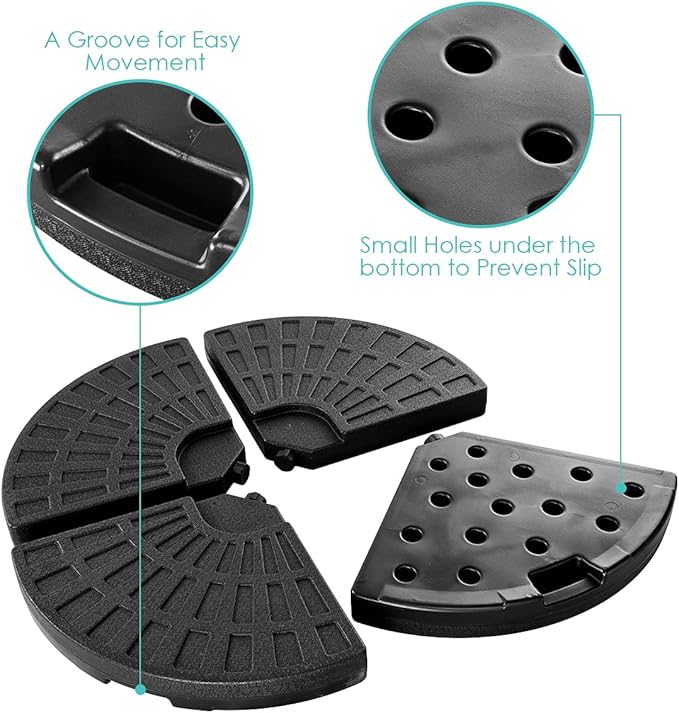 Giantex 4-Piece Cantilever Umbrella Base, 203 lbs Patio Offset Umbrella Base, Sand & Water Filled, Round Outdoor Market Umbrella Weights with Carry Handles for Garden Backyard Poolside