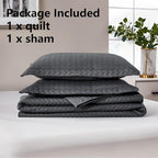 Maple&Stone Quilt Set Twin/Twin XL, Lightweight Charcoal Grey Bedspread Ultrasonic Chevron Pattern Light Coverlet for All Season Comforter Bedding Decor - 2 Piece Twin Extra Long Bed Cover Sets