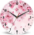 SPUNKER Wall Clocks,Cherry Blossom Wall Clocks for Living Room Decor,Pink Sakura Flower Kitchen Clocks Wall Battery Operated - 10 Inch Round Bathroom Wall Clock Silent Non-Ticking