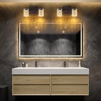 SineRise 2-Light Bronze Vanity Light with 3 Color Modes (3000K/4000K/6000K), Eye Protection LED Bathroom Light Fixture, Dimmable Modern Wall Light Over Mirror with Clear Glass Shade