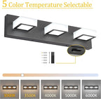 Ralbay 5 Color Temperature Modern LED Black Bathroom Vanity Lights Dimmable Acrylic Modern Black Bathroom Wall Lighting Fixtures 3 Lights