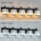Modern Bathroom Vanity Light 5-Lights Plating Black Vanity Light Crystal Wall Light Bathroom Light Fixtures