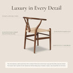 POLY & BARK Weave Dining Chair – Mid-Century Modern Wishbone Dining Chair with Arms, Solid Wood Frame, Indoor Use – Walnut – Single - Ideal for Dining Room, Kitchen or Stylish Accent Setting