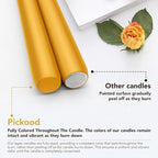 New Burning Formula Unscented Dripless 12-Inch Taper Candles Set of 12 - Spicy Mustard, for Wedding, Dinner - Smokeless, Long Burning - Hand Poured, Colored Tall Candlesticks - Mostaza Picante