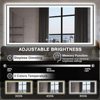 Large 84x40 Light Up Bathroom Mirror -Black Aluminum Edge (Front and Backlit), Anti-Fog Vanity Mirror with Lights,Stepless 3 Colors Dimmable Lighted Mirror(Horizontal/Vertical)
