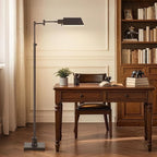 GyroVu Traditional Height Adjustable Pharmacy Floor Lamp with 350° Swing Arm, Color Temperature Adjustable Standing Lamp Metal Shade for Living Room Reading House Bedroom Home Office(Bronze)
