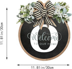 Circular Surname Front Door Welcome Sign - 26 Letter House Wreath, Front Porch Decorations, Year-Round Home Decor (O)