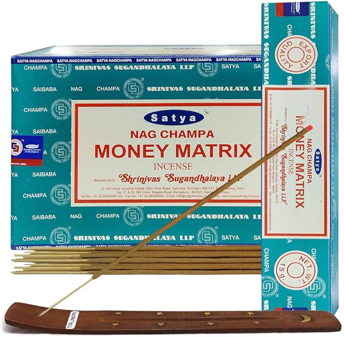 Money Matrix Incense Sticks and Incense Stick Holder Bundle Insence Insense Satya Incense