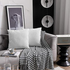 White Striped Couch Pillow Cases: 2 Pack 18x18 Inch Original Velvet Square Throw Pillow Covers for Farmhouse Home Decor