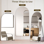 Koonmi 30"x71" Arched Full Length Mirror, Silver Large Floor Mirror with Aluminum Alloy Frame, Standing Hanging or Leaning Wall-Mounted Full Body Mirror for Living Room and Bedroom
