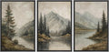 MUDECOR Framed Wall Art Print Set Mountain Landscape Nature with Trees, Lake, and Mountains, Rustic Illustrations Modern Art Decorative Colorful for Living Room, Bedroom, Office - 16"x24"x3 Black