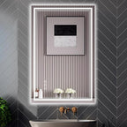 24x36 Inch LED Bathroom Mirror with Frontlit & Backlit（Independent Control）, Lighted Mirror for Bathroom Wall with 3-Color Dimmable & Anti-Fog, Vanity Mirror with Lights
