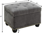 Convenience Concepts Designs4Comfort 5th Avenue Storage Ottoman 24" - Contemporary Foot Stool and Seat with Hinged Lid for Living Room, Dining Room, Office, Den, Gray Velvet