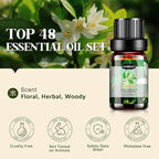 Essential Oils Set, Aromatherapy Essential Oil Kit for Diffuser, Candle, Soap Making, Massage, Skin Care (48 x 5ml) - Sandalwood, Eucalyptus, Lavender, Tea Tree, Peppermint Aromatherapy Oil