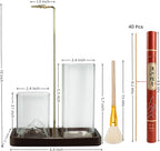 2 in 1 Incense Holder for Sticks, Anti-Ash Flying Burner with 40 Incense Sticks & Removable Glass Ash Catcher, Home Decor for Meditation Yoga Spa