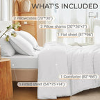 MUXHOMO 7 Pieces Full Comforter Set, Seersucker Bed in a Bag Full Size, All Season Luxury Bedding Set with Comforter, Flat Sheet, Fitted Sheet, Pillowcases & Shams, White