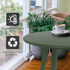 Outdoor Table, Weather Resistant Patio Round Metal Steel Small Table, Waterproof End Table for Garden Balcony Yard, Dark Green