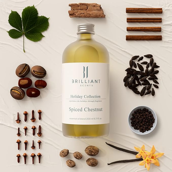Brilliant Scents Spiced Chestnut Scent | Amber Resin, Cedar, Sandalwood | Luxury Home & Business Scent | Fragrance Oil | 200ML