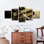 Elephant Stock Bible And Cross Wall Art Multi Piece Canvas - 5 Panel Christian Pictures Decor - Digital Design Canvas Print - Christian Wall Decor - 36" X 15"