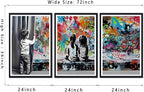 Novatique Banksy Wall Art Street Graffiti Wall Art Behind the Curtain Graffiti Artwork for Living Room Bedroom Office,24" x 36" x 3pcs