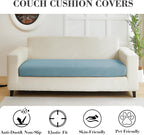 Couch Covers for 2 Cushion Sofa Pet Friendly Couch Cushion Covers Universal Sofa Covers Washable Stretch Slipcovers for Sectional Sofa (Texture Sea Blue,Large Double Seat Cover)