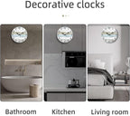 CHYLIN Wall Clock 12 Inch Bathroom Clock, Rustic Wall Clocks Battery Operated, Silent Non Ticking Wooden Coastal Beach Clock for Kitchen, Living Room, Bedroom (White)