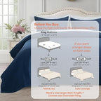 KASENTEX King Quilt Set 104"x90" – Soft Washed 3-Layer Lightweight Bedspread, Minimalist Nordic Design, All-Season Spring & Summer Quilt Set (1 Quilt + 2 Pillow Shams),Dress Dark Blue