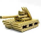 Bullet Shell Military Vehicle Sculptures - Handmade Tank, Airplane, Warship Metal Art Decor for Home, Office, Study Room for Men, Veterans (95 Tank)
