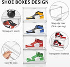 5 Pack Acrylic Shoe Box Size 14, Clear Plastic Stackable Sneaker Shoe Display Case Transparent Storage Bins Handbag Organizer Containers with Magnetic Lids, Figures Collectibles Showcase