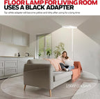 Honeywell 8000LM LED Floor Lamp, 02E Gen Sunturalux Eye-Caring Reading Standing Light, 80W Modern Natural Daylight 4000K Dimmable 77" Tall Floor Lamps for Living Room Kids Study Home Office White
