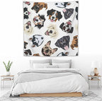VUMIVI Dog-Head Tapestry Cartoon Pet Illustrations Cute Funny Animals Colorful Graffiti Tapestry Wall Hanging for Living Room Bedroom Dorm Classroom Aesthetic Decor W60xL60in