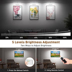 Picture Light, 15.35inch Wireless Picture Lights for Wall Rechargeable, Battery Lights for Pictures on Wall, 3 Color Art Lighting for Paintings with Timer and Dimmable Artwork Display (White-2PCS)