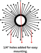 Sunburst Metal Wall Art – Mid-Century Modern Starburst Wall Decor, Handmade Round Metal Hanging for Living Room, Bedroom, Office, or Entryway (12")