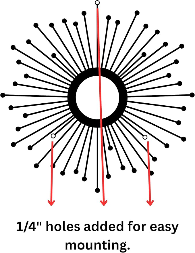 Sunburst Metal Wall Art – Mid-Century Modern Starburst Wall Decor, Handmade Round Metal Hanging for Living Room, Bedroom, Office, or Entryway (16")