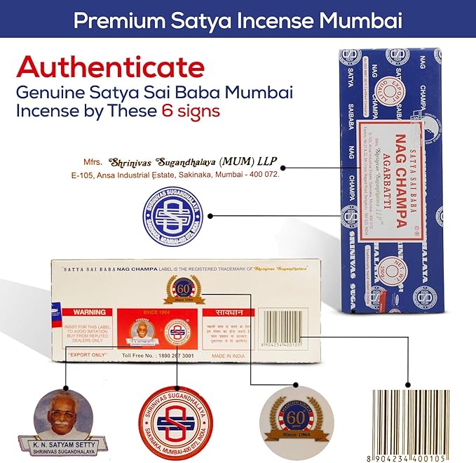 Satya Sai Baba Nagchampa Incense Sticks 250 gm Pack with Raajsee Insence Stick Holder, Inscent Sticks NagChampa Agarbatti, Natural & Chemical Free