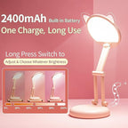 One Fire Cute Desk Lamp Pink Dorm Lamps for College Girls Foldable Portable Rechargeable Dimmable Cute Cat Lamp Kawaii Room Decor,College Dorm Decor for Girls Pink Classroom Essentials