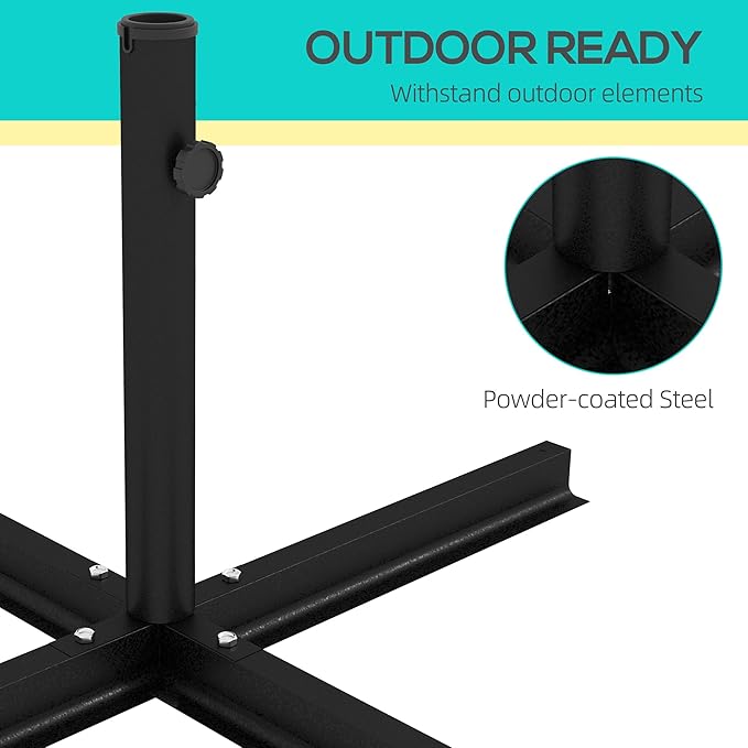 Outsunny Outdoor Universal Cross Brace Stand for Patio Umbrella, Cross Umbrella Base for Large Market Umbrella or Small Offset Umbrella, Black