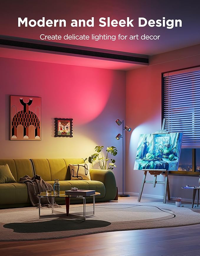 Govee Tree Floor Lamp Compatible with Matter, 3 Rotatable Lights with LuminBlend Technology, Standing Lamp with 64 Dynamic Scenes, Music Sync, Ideal Floor Lamp for Living Room, Bedroom, Office