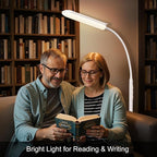 FRIDEKO HOME 2 Pack LED Floor Lamps with Remote, Dimmable Bright Reading Lamp for Crafts, Painting, Office, Bedroom, Flexible Gooseneck Standing Light, 4 Color Temperatures 1800LM Touch Control,White