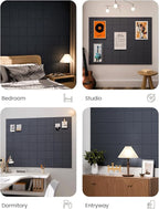 Large Felt Bulletin Board 48" x 36", 12-Pack 4-Compartment Wall Organizer, Cork Board Alternative with 70 Removable Adhesive Tabs, Modular Felt Panels for Home Office, Classroom and Study-Navy Blue