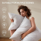 Feather Throw Pillow Inserts Set of 4, Soft Fluffy Square 20 x 20 Inches Decorative Pillow Insert, Feather and Down Euro Pillows for Bed, Couch and Cushion