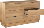 Prepac Simply Modern 6-Drawer Double Dresser for Bedroom, Chest of Drawers, Modern Bedroom Furniture, 52.5” Wide x 16” deep x 29.5” Tall, Oak