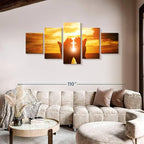 Elephant Stock Religion Wall Art Multi Piece Canvas - 5 Panel Christian Pictures Decor - Digital Design Canvas Print - Christian Wall Decor - 92" X 42"