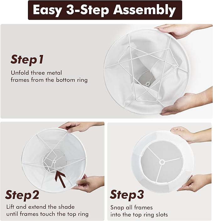 White Bell Lamp Shade - 1 Pack, 6.7" x 13" x 10.6" Fabric Replacement Lampshade for Table Lamps, Spider Fitter Lamp Shade for Home Decorative Lighting for Living Room, Bedroom, Study Room