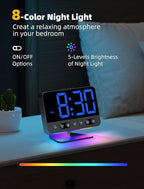 Digital Alarm Clocks for Bedrooms: Large Bold Number 5 Brightness Dimmer - Easy to Read Across The Room - 5 Alarm Sound 8 Night Light - Black