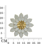 JWZSKZYZ Metal Flower Wall Decor, 9.5inch white gold Modern Iron Floral Wall Art Sculpture Farmhouse Hanging Decoration for Home Living Room, Bathroom, Kitchen, indoor, Patio Porch - （White）