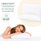 Fern and Willow King Size Bed Pillows - Set of 2, 36"x20" - Luxurious Ultra-Soft Cooling Pillow - Hotel Quality, Down Alternative Fill - Ideal Gift for Side, Back & Stomach Sleepers